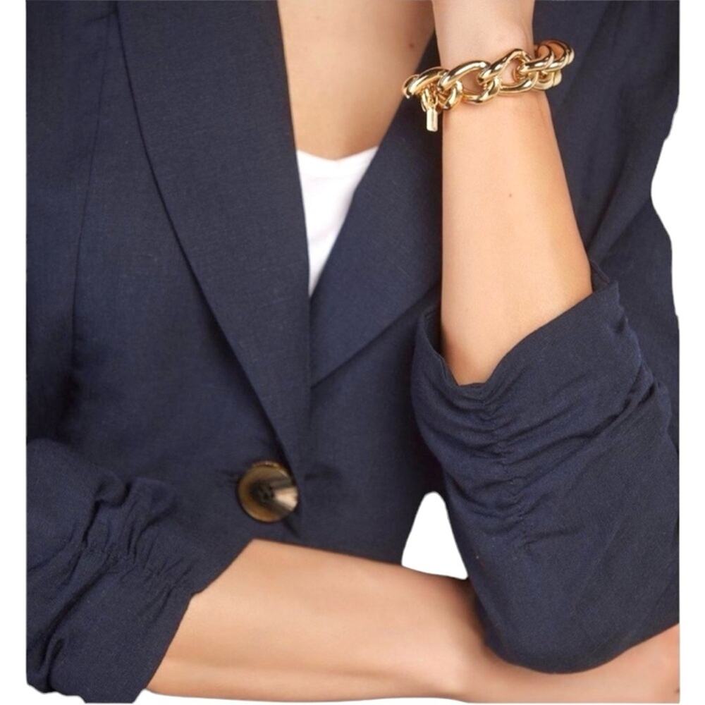 Soft Surroundings Tencel Linen Blend Navy Blue Blazer Jacket Size Large NWT - Picture 2 of 16